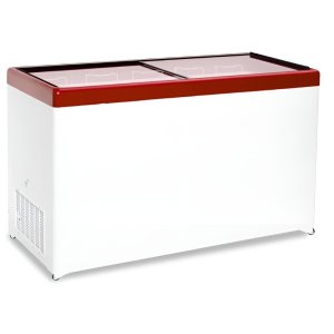 Ларь морозильный с прямым стеклом CRYSPI ЛВН 500 П (СF 500FQ) красный без корзин