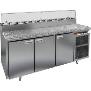 Стол холодильный для пиццы HiCold PZ2-111GN (1/6) камень со стеклом