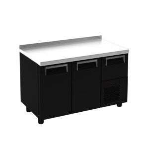 Стол холодильный барный Carboma T57 M3-1 9005-29 корпус черный, с бортом, планка (BAR-360)