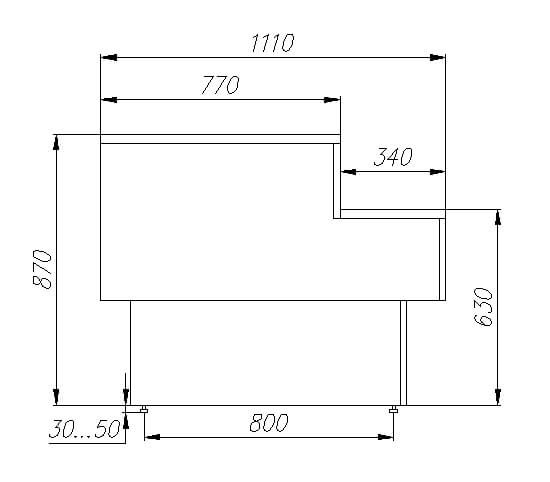 Прилавок кассовый Carboma GC110 N 1,25 (GC110 N 1,25-7) дуб - Изображение 2